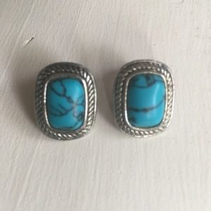 Turquoise and Silver Stud Earrings